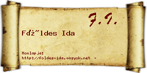 Földes Ida névjegykártya